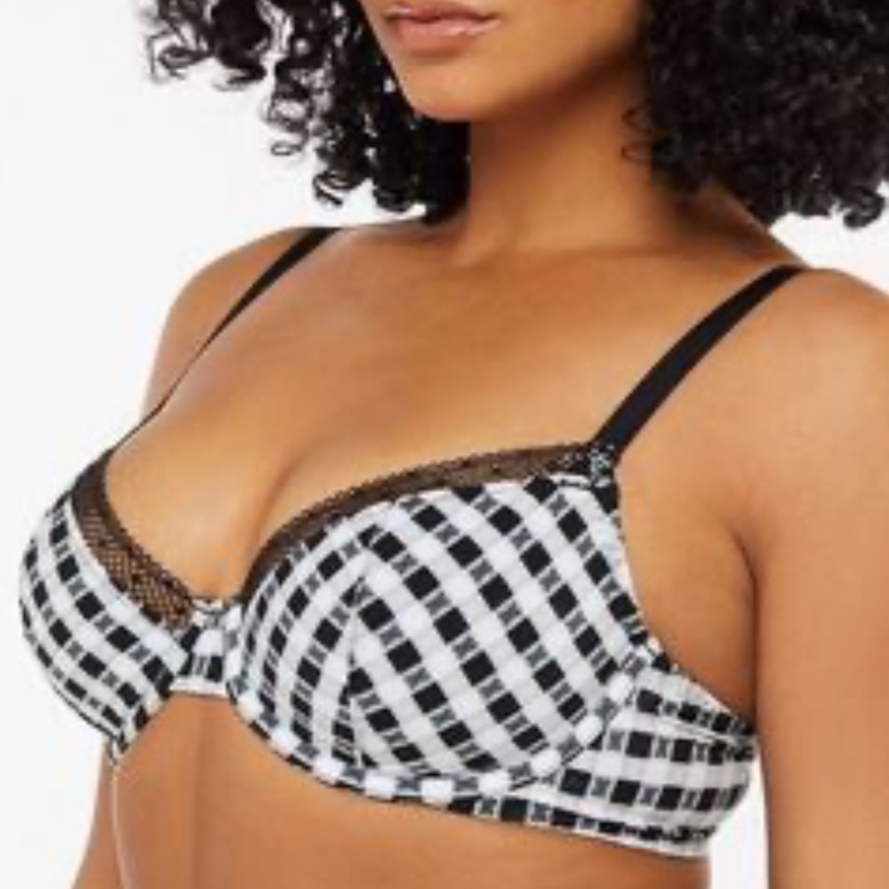 Savage X Fenty Gingham Remix Unlined plunge bra Size 34C C-10